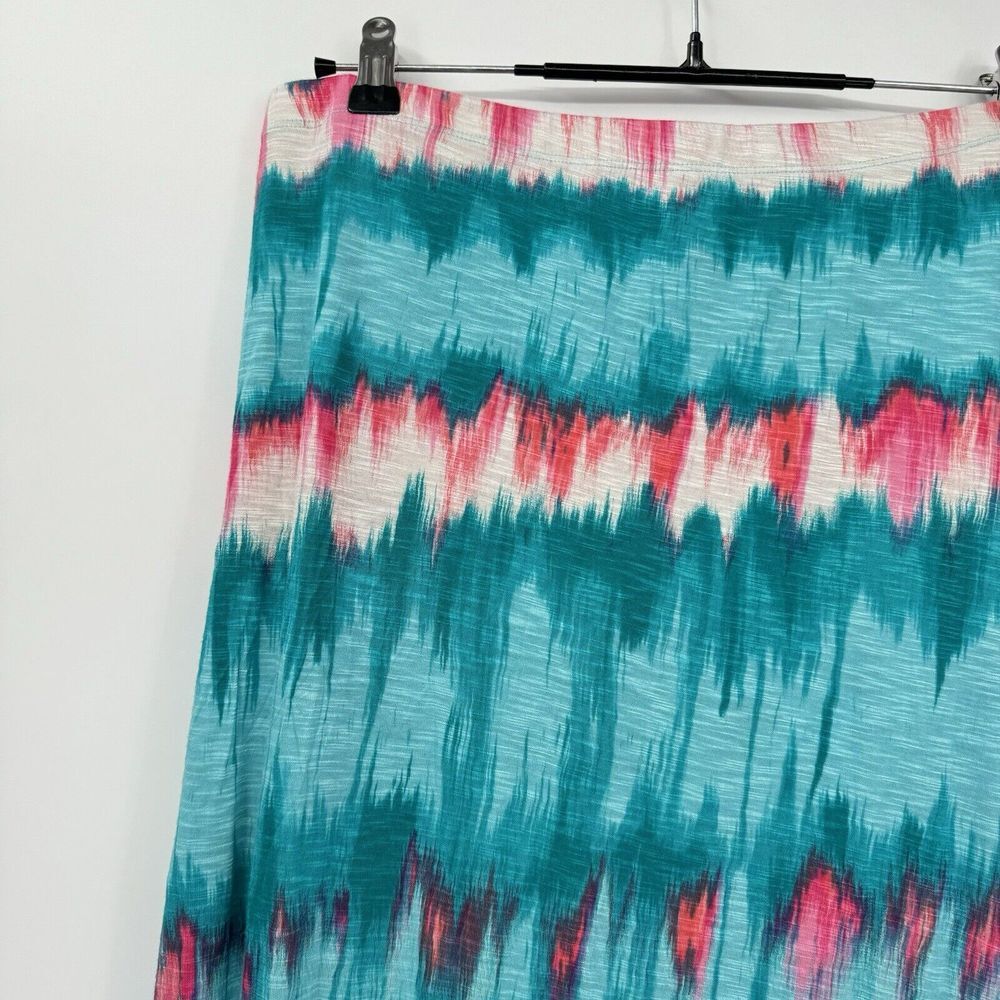 Tommy‎ Bahama Small Maxi Skirt Womens Teal Pink Ikat Stripe Elastic Waist Long - Picture 2 of 6